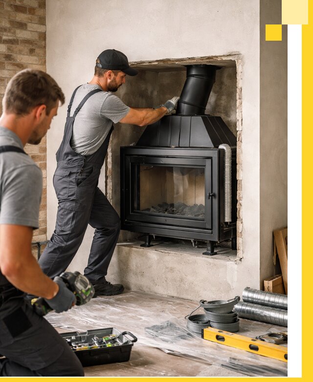 Установка каминных топок в Узловой: монтаж, подключение