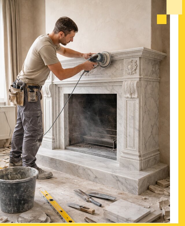 Изготовление и установка мраморных каминов в Узловой под ключ