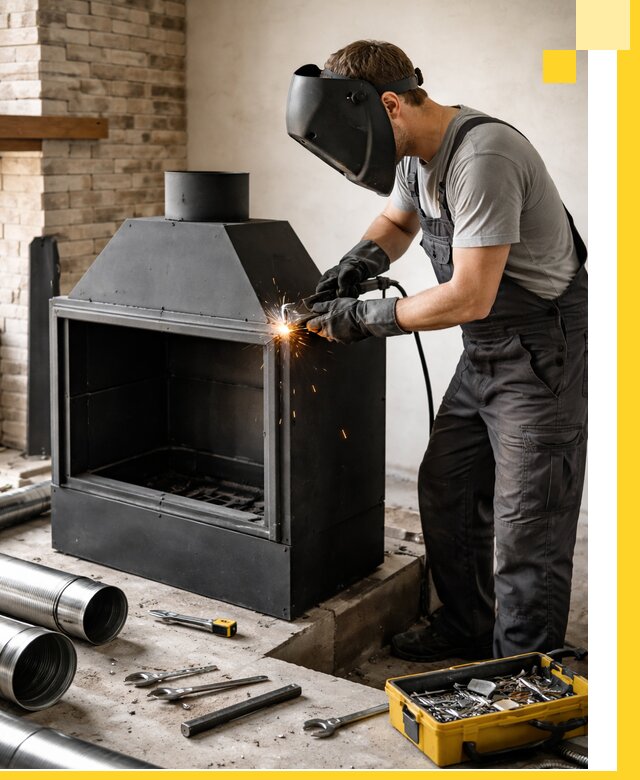 Продажа и установка металлических каминов в Узловой под ключ