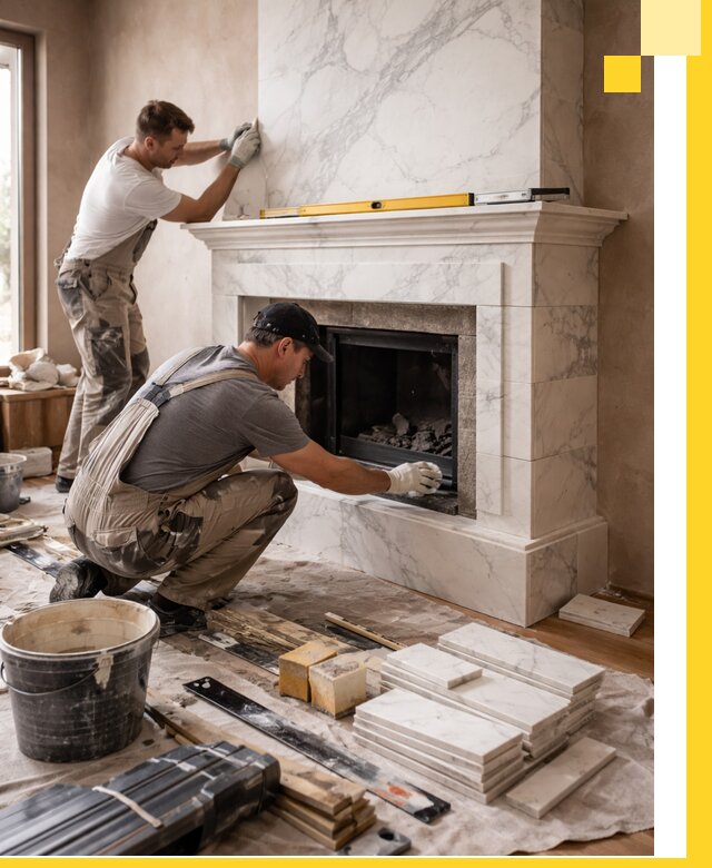 Отделка каминов в Узловой качественные облицовочные работы