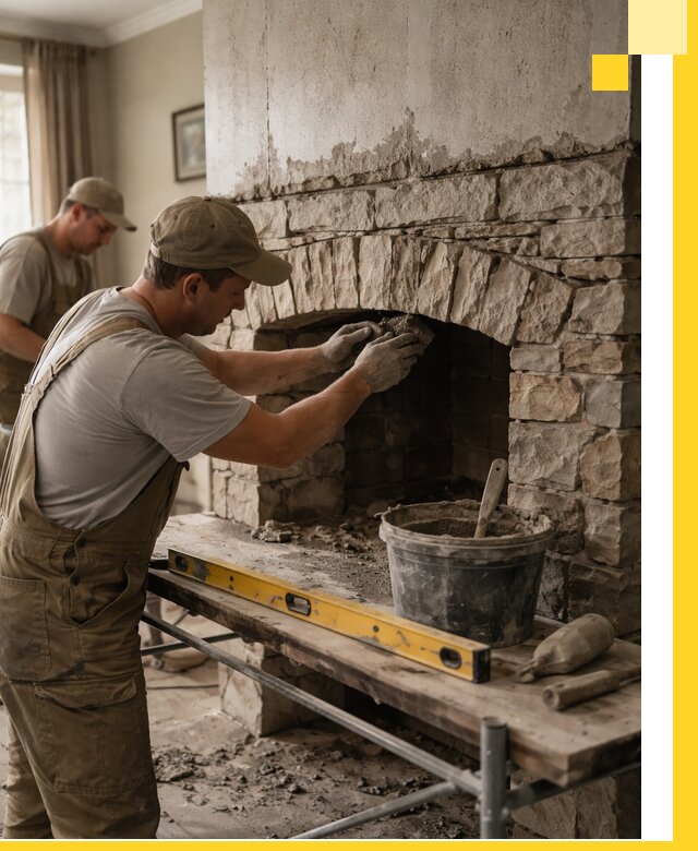 Изготовление каминов под ключ в Узловой, монтаж и отделка