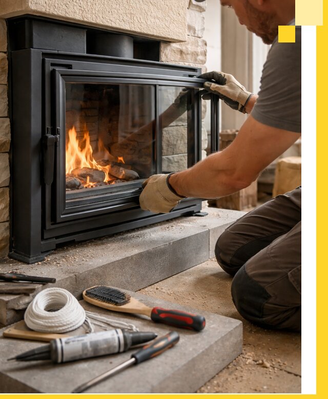 Производство, монтаж и доставка каминов со стеклом в Узловой