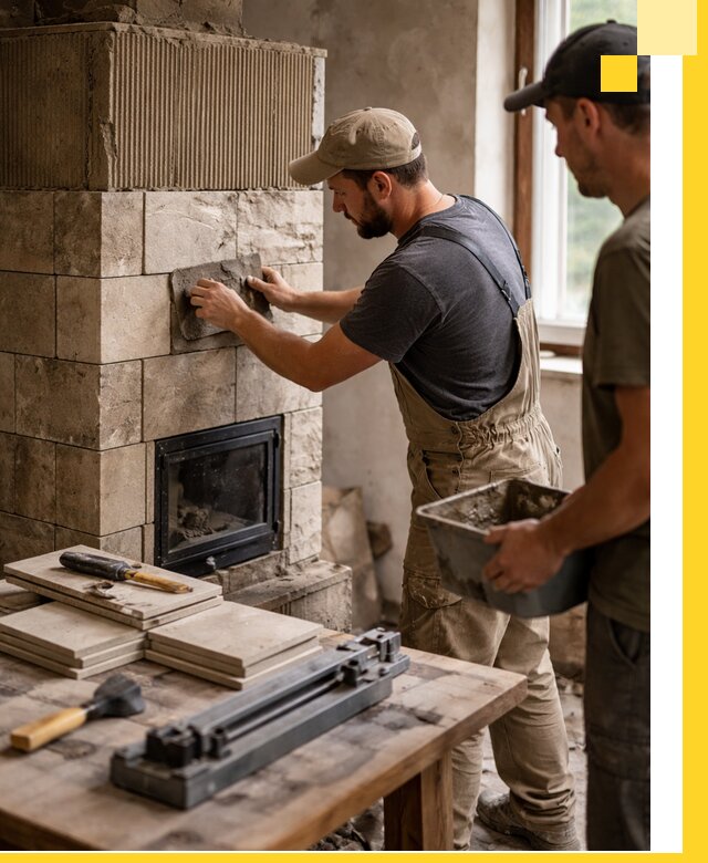 Профессиональная облицовка печей в Узловой: керамика и камень