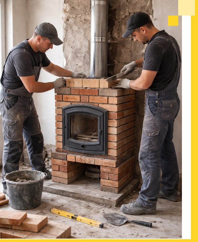 Монтаж печи камина под ключ в Узловой с гарантией и пусконаладкой