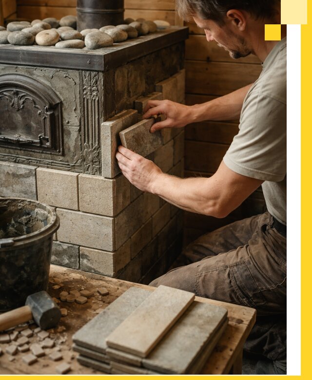 Облицовка банных печей в Узловой профессиональная отделка