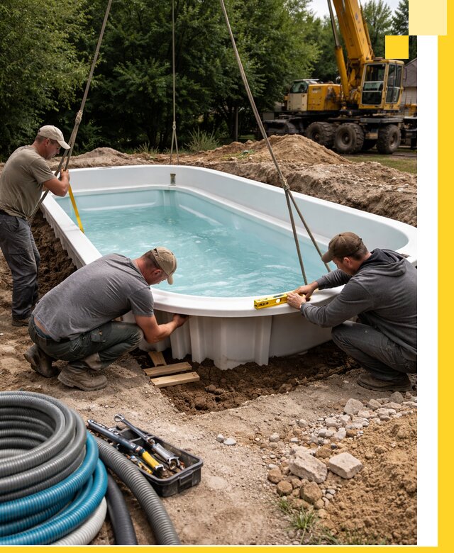 Установка и монтаж композитных бассейнов под ключ в Узловой