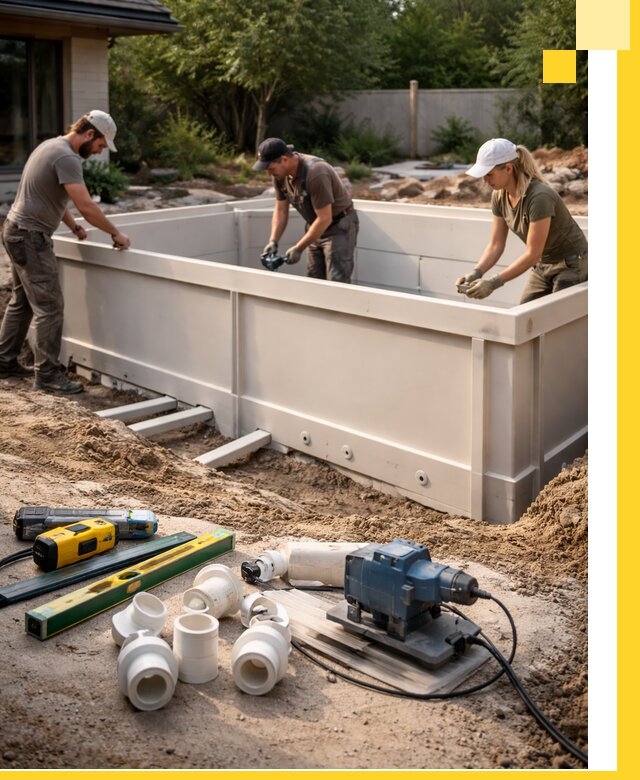 Установка полипропиленовых бассейнов под ключ в Узловой