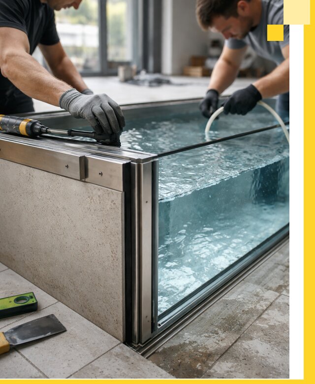 Проектирование и монтаж стеклянных бассейнов в Узловой