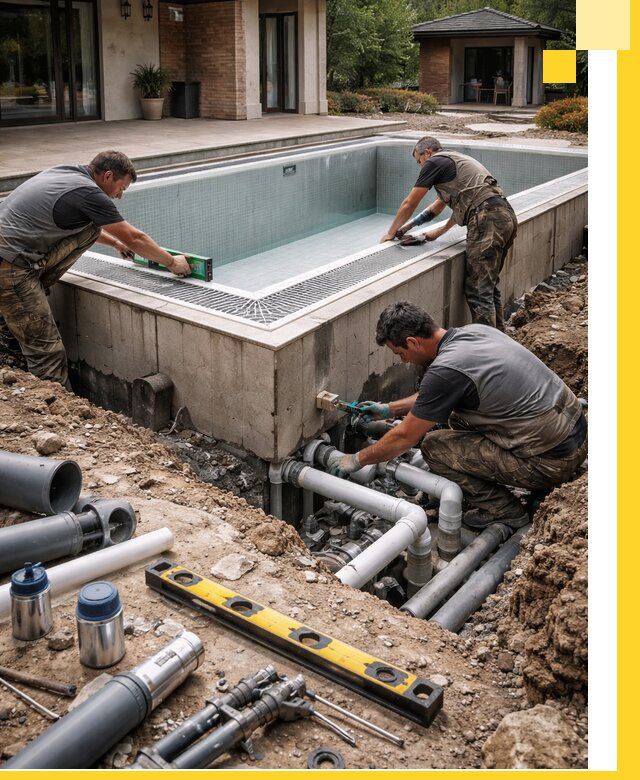 Строительство переливных бассейнов в Узловой под ключ