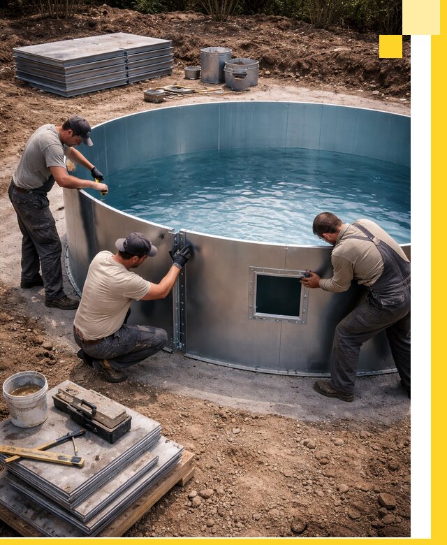 Круглые бассейны под ключ в Узловой проектирование и монтаж