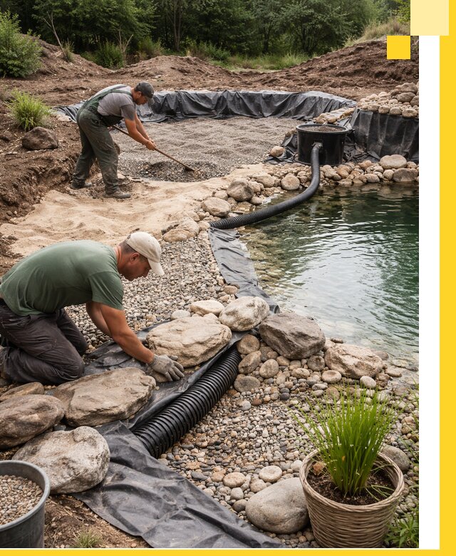 Строительство природных бассейнов и озер в Узловой под ключ