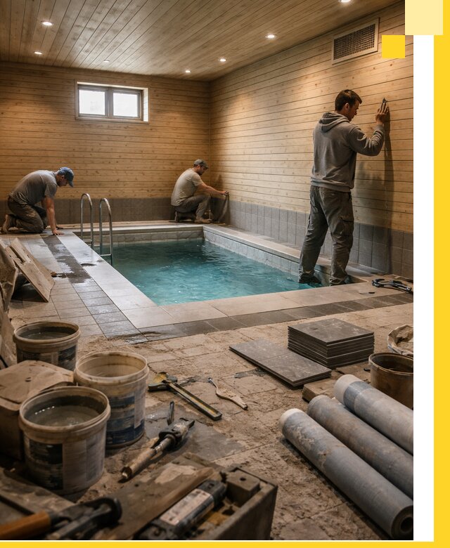 Строительство бани с бассейном и сауной под ключ в Узловой