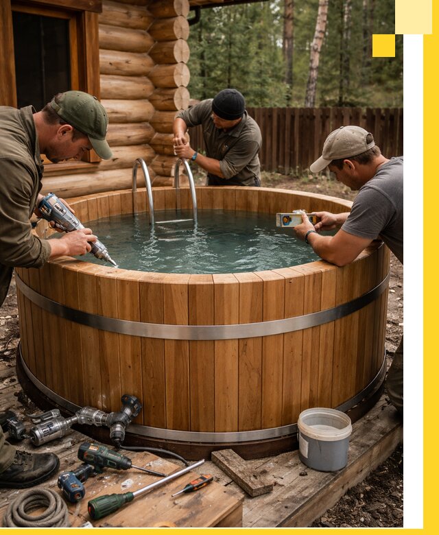 Строительство бань с купелью под ключ и отделкой в Узловой