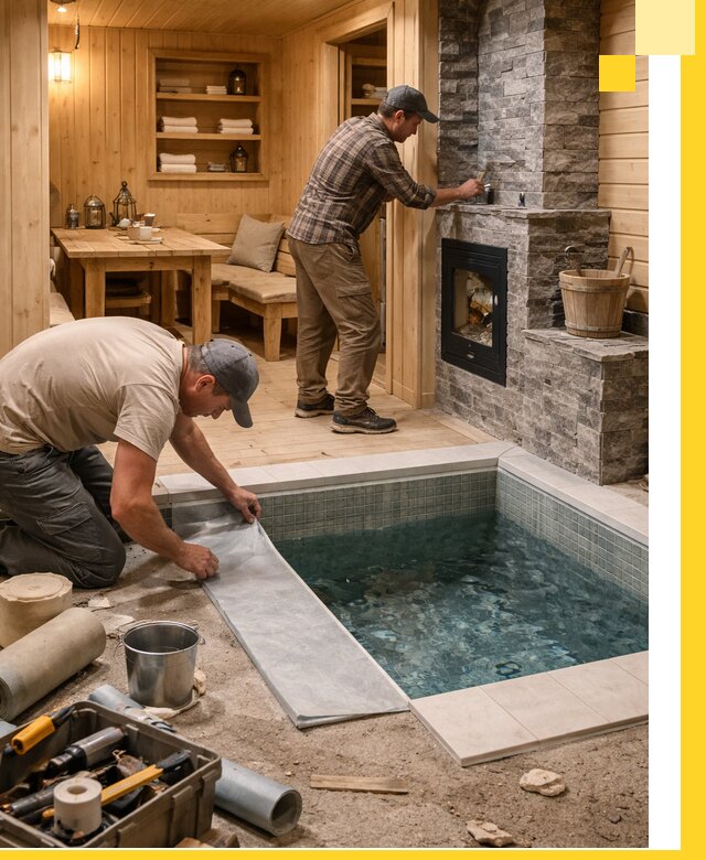 Строительство бань с комнатой отдыха под ключ в Узловой