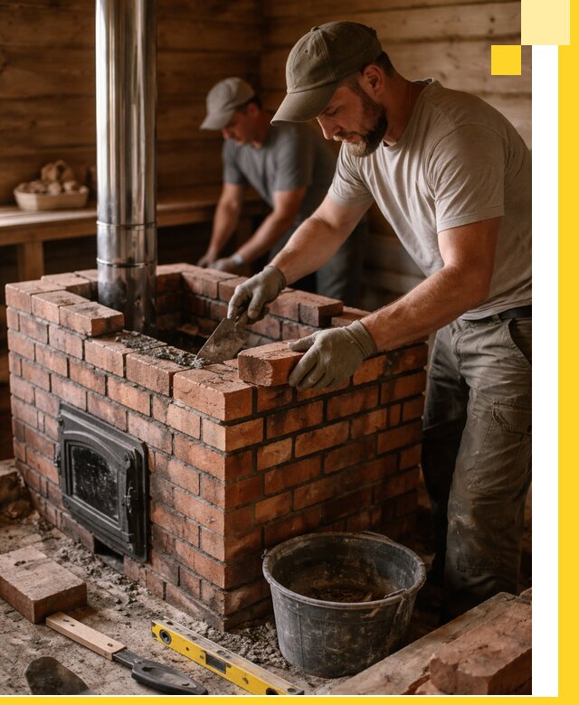 Кирпичные печи для бани под ключ в Узловой, проект и монтаж