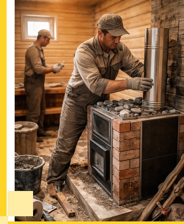 Монтаж печи в бане под ключ в Узловой от 20370 р. | ЭриданЗлв