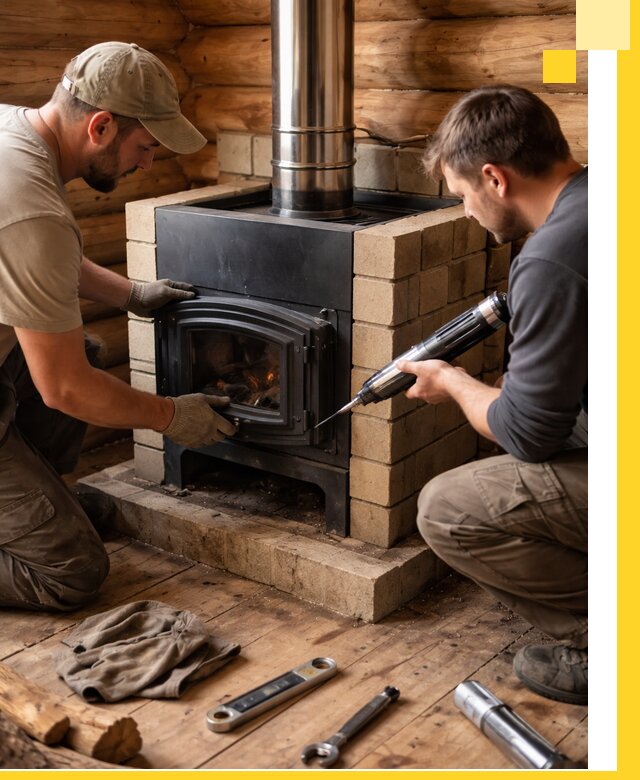 Монтаж и установка печи в бане под ключ с гарантией в Узловой