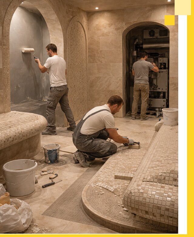 Строительство бани с хамамом и бассейном под ключ в Узловой