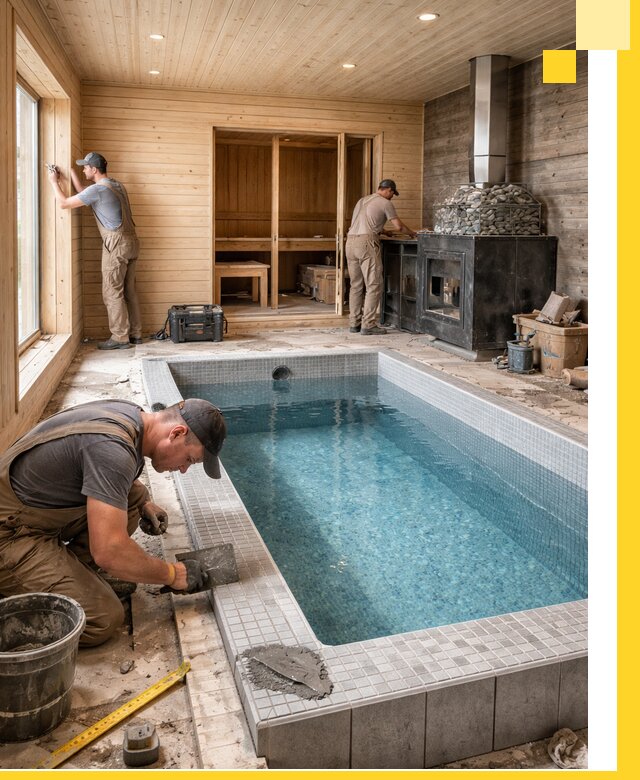 Проект бани с бассейном и сауной в Узловой под ключ