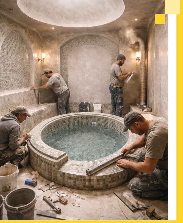 Профессиональное строительство хамама с бассейном в Узловой под ключ