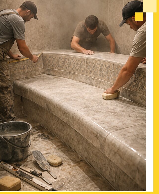 Изготовление и установка сидений для хамама в Узловой